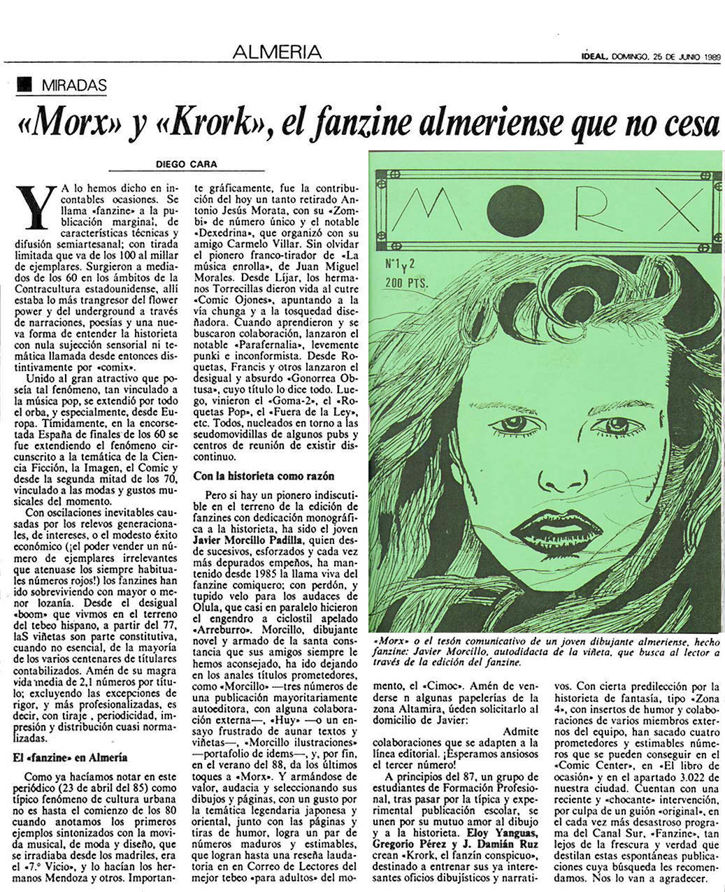 Artículo de Ideal sobre el comic en Almería.
